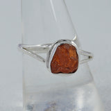 Raw Natural Orange Fanta Garnet  Silver Ring