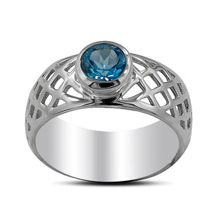 925 Sterling Silver Blue Topaz Ring