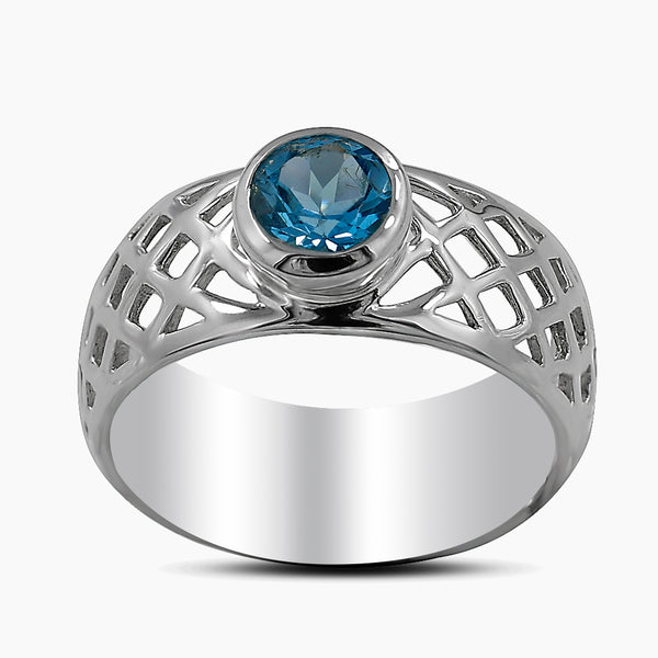 925 Sterling Silver Blue Topaz Rings