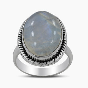 Rainbow Moonstone Silver Rings