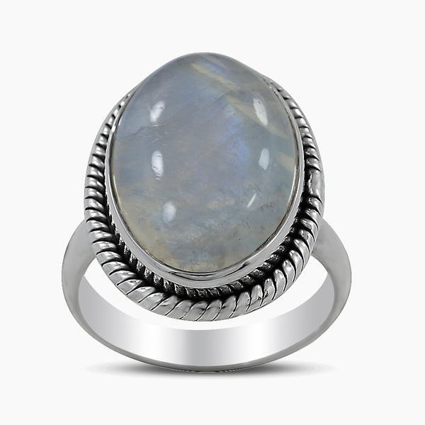 Rainbow Moonstone Silver Rings