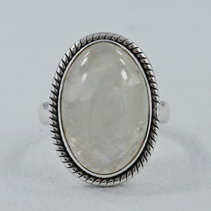 Rainbow Moonstone Silver Rings