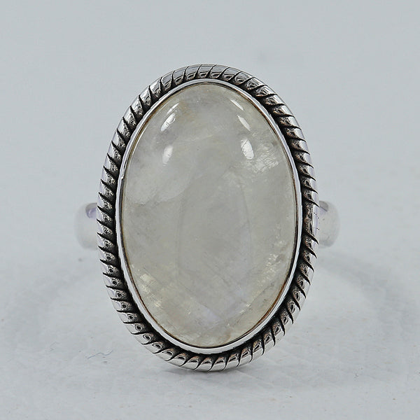 Rainbow Moonstone Silver Rings