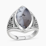 Natural Rainbow Moonstone Silver Rings