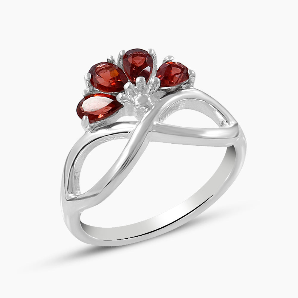 Natural Garnet Silver Rings