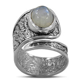 Rainbow Moonstone Silver Ring