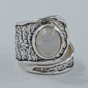 Rainbow Moonstone Silver Ring