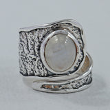 Rainbow Moonstone Silver Ring