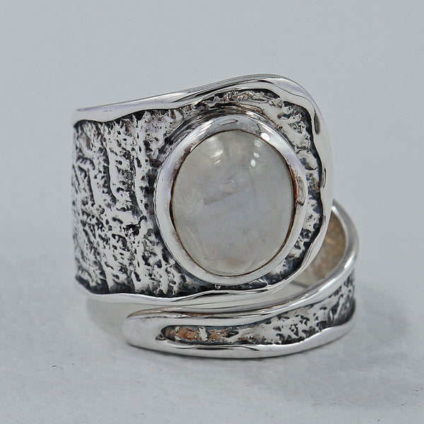 Rainbow Moonstone Silver Ring