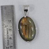 Natural Labradorite Gemstone Prong Set Sterling Silver Pendant