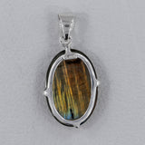 Natural Labradorite Gemstone Prong Set Sterling Silver Pendant