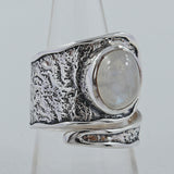 Rainbow Moonstone Silver Ring