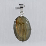 Natural Labradorite Gemstone Prong Set Sterling Silver Pendant