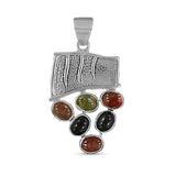 Multi-Color Tourmaline Solid Silver Pendant