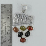 Multi-Color Tourmaline Solid Silver Pendant