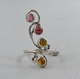 Multi Tourmaline Silver Ring