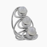 Natural Rainbow Moonstone Silver Rings