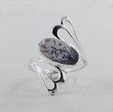 Natural Dendritic Opal Silver Ring