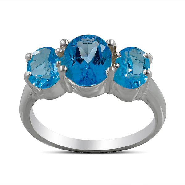 925 Sterling Silver Blue Topaz Rings