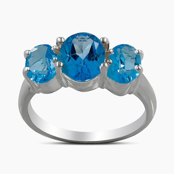 925 Sterling Silver Blue Topaz Rings