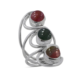 Natural Rainbow Moonstone Silver Ring