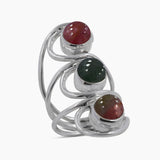 Natural Rainbow Moonstone Silver Rings