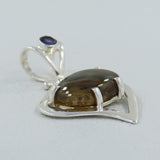 Raw Amethyst Gemstone Solid Silver Pendant