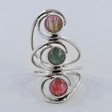 Natural Rainbow Moonstone Silver Ring