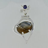 Raw Amethyst Gemstone Silver Pendant