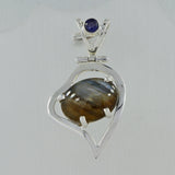 Raw Amethyst Gemstone Solid Silver Pendant