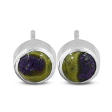 Tanzanite Cabochon Studs Silver Earring