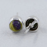 Tanzanite Cabochon Studs Silver Earring