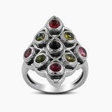 Natural Multi Tourmaline Silver Rings