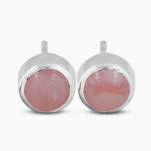 Pink Opal Silver Studs Earrings