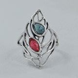 Multi Tourmaline Silver Ring