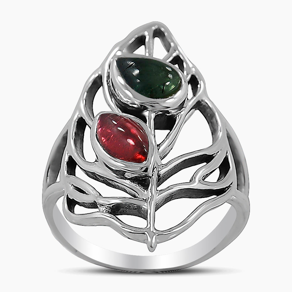 Multi Tourmaline Silver Rings