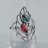 Multi Tourmaline Silver Ring