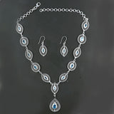 Natural Blue Topaz Filigree Necklace Jewelry Set