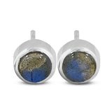 Tanzanite Cabochon Studs Silver Earring