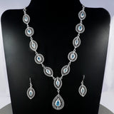 Natural Blue Topaz Filigree Necklace Jewelry Set