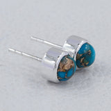 Tanzanite Cabochon Studs Silver Earring