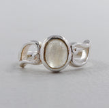 Natural Rainbow Moonstone Silver Ring