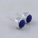 Tanzanite Cabochon Studs Silver Earring