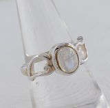 Natural Rainbow Moonstone Silver Ring