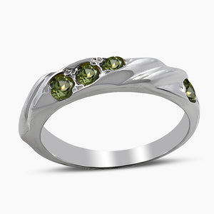 Natural Green Emerald Silver Rings