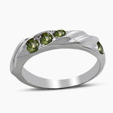 Natural Green Emerald Silver Rings