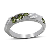 Natural Green Emerald Silver Ring