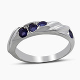 Natural Green Emerald Silver Rings