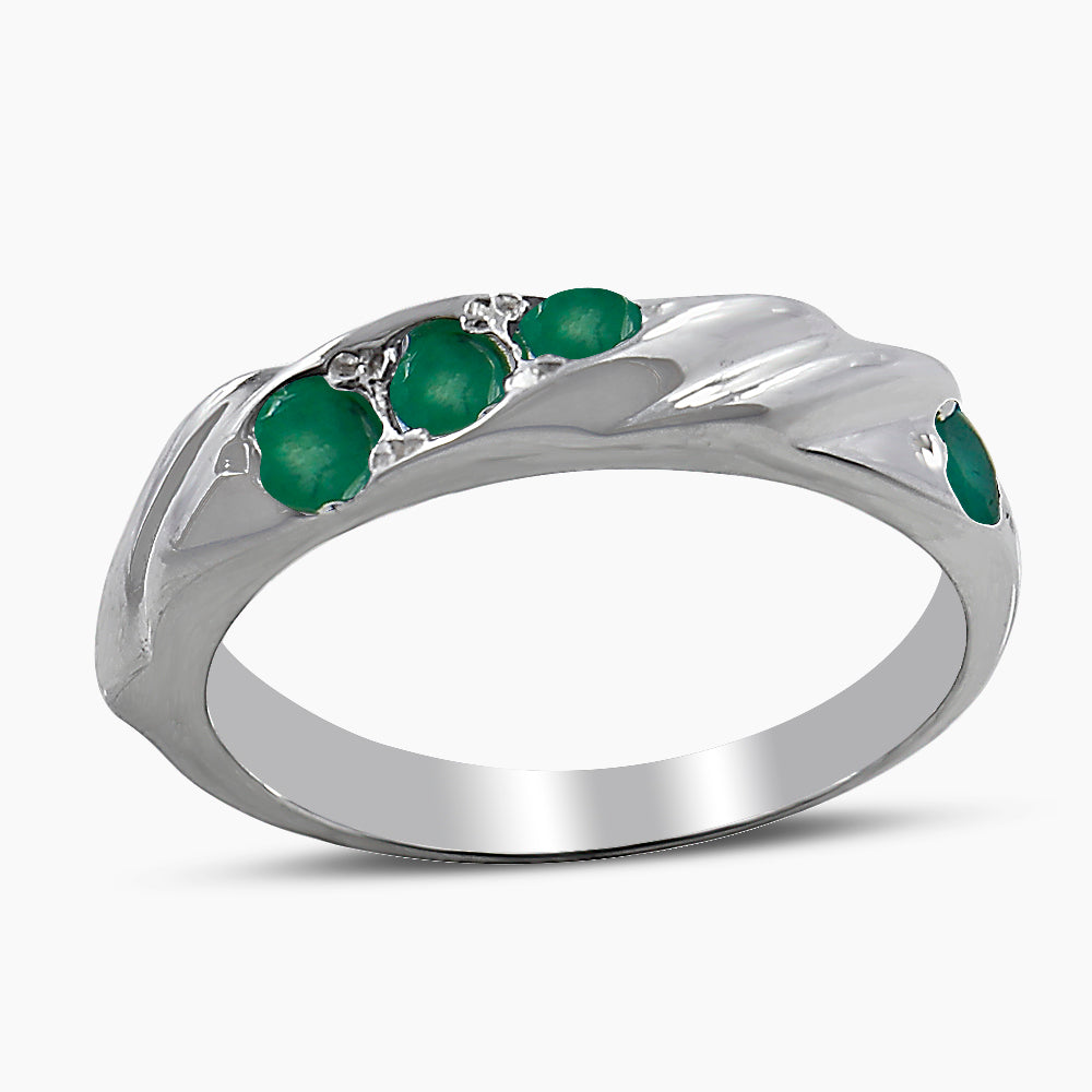 Natural Green Emerald Silver Rings