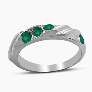 Natural Green Emerald Silver Rings